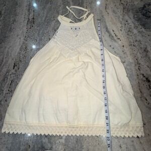 Y2K Mistic Prism Large Halter Top Cream Lace Sleeveless